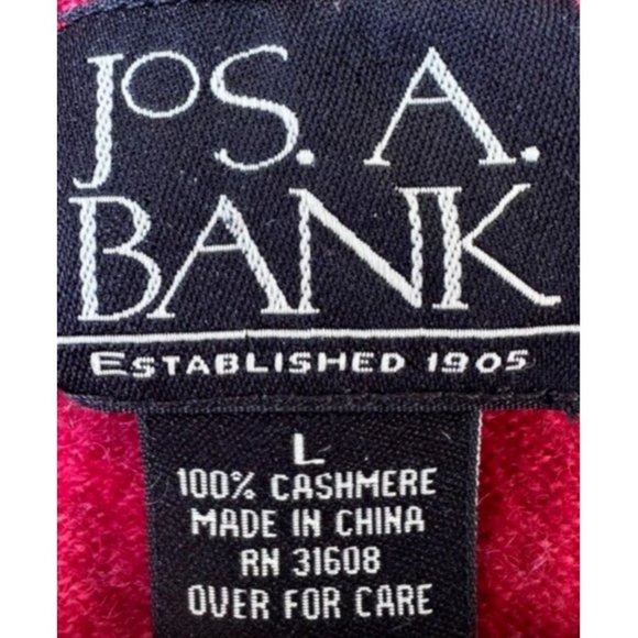 Jos A Bank Mens Size L 100% Cashmere V-Neck Sweater Classic Fit Solid Red - Picture 4 of 8